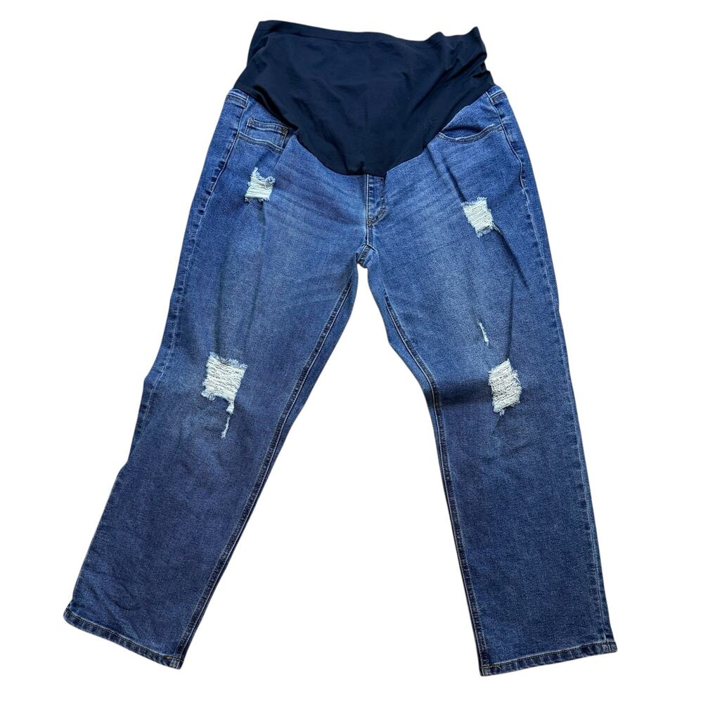 Time & Tru women's maternity Jeans size XL, distressed medium wash #4122